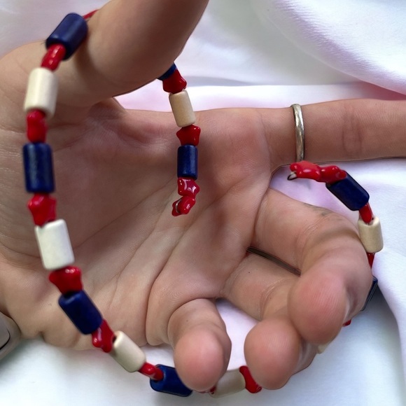 Vintage Patriotic 925 Silver & Beaded Jewelry Set - Picture 5 of 6